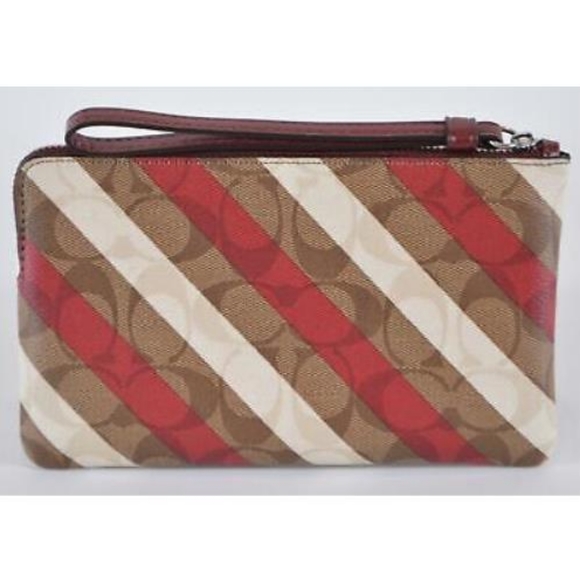 COACH,🇺🇲 Large Corner Zip in Signature Canvas with Diagonal Stripes - Picture 5 of 10